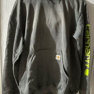 Carhartt Men's Crewneck Sweater in Gray with Neon Accents